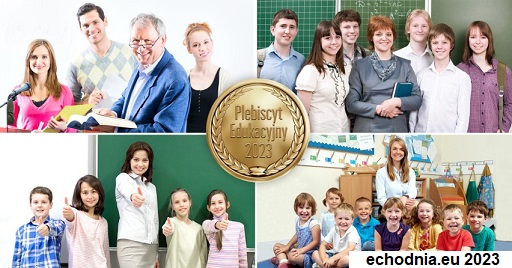 Logo of the plebiscite with smiling children and teachers